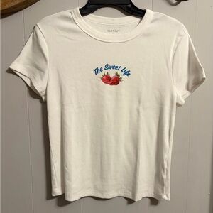 Old Navy White Short-Sleeve Tee with Strawberry Graphic